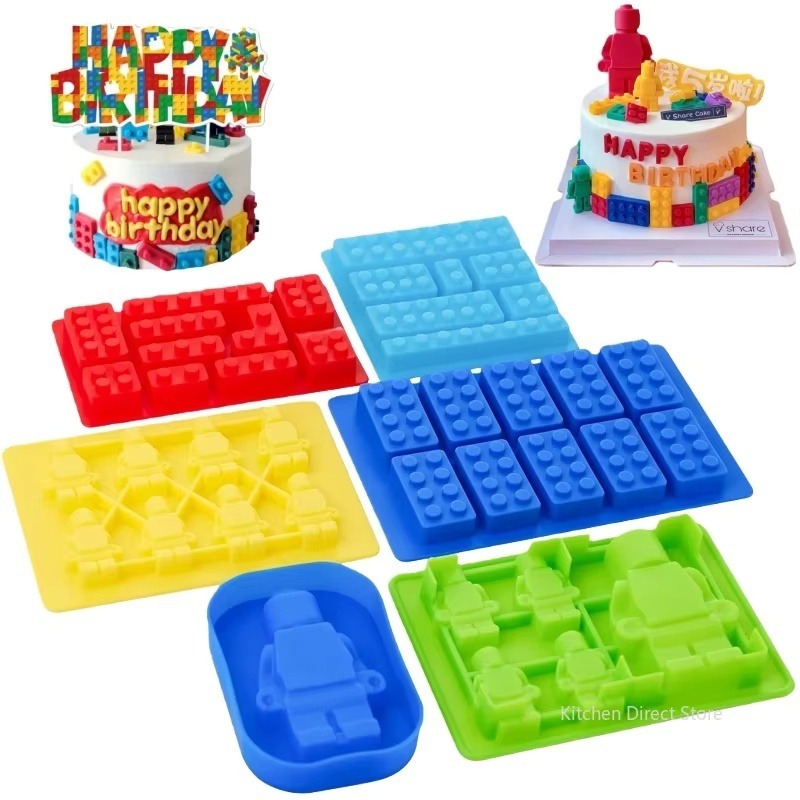 Candle Molds - แม่พิมพ์เทียนซิลิโคนรูปหุ่นยนต์ DIY บล็อกตัวต่อ 3 มิติ แม่พิมพ์ช็อกโกแลต